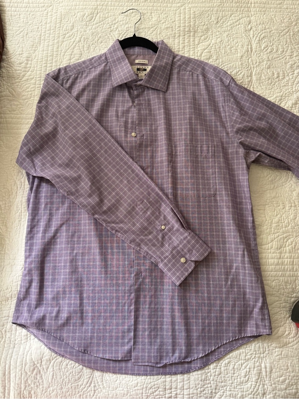 Joseph Abboud Lavender Windowpane Dress Shirt XL